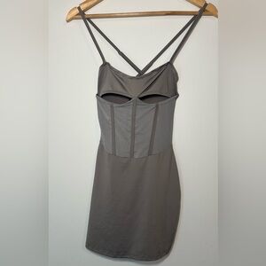Gray Strappy Dress with Cutout Detail